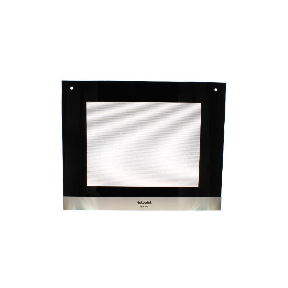 Vitre pyrolyse Hotpoint C00448179 avec support métallique de porte