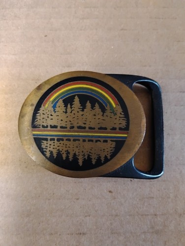 Tech Ether Guild "Echo" Solid Brass Vintage 1970s Hippie Belt Buckle