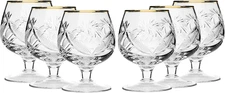 SET of 6 Russian Cut Crystal Stemmed Snifter Goblet for Cognac Scotch Whiskey, 2