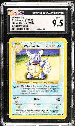 Wartortle (Shadowless) graded CGC 9.5 for sale on eBay