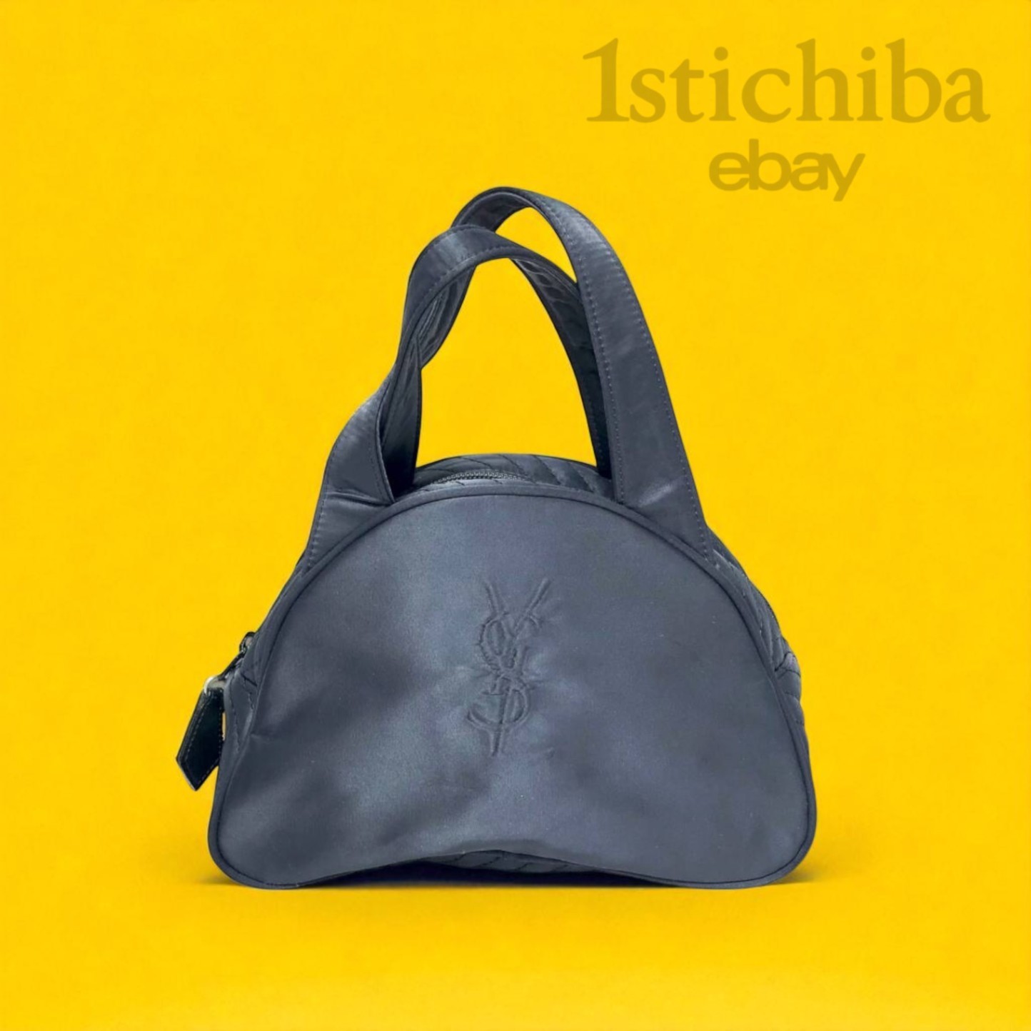 Borsa Yves Saint Laurent Mini Boston nylon nero logo in rilievo usata