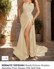 Lavetir Women s Size 2 Champagne Prom Formal Bridesmade Dress Strapless MSRP 140