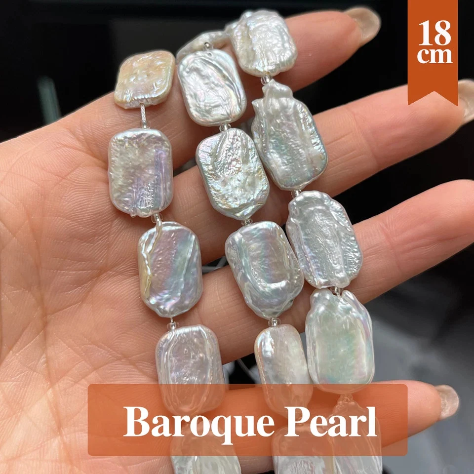 Freshwater Pearl Beads 12x16mm Baroque Rectangle Spacer Beads DIY Bracelet - Image 3 of 4