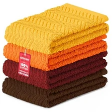  100% Cotton Kitchen Towels, 15" x 25" Absorbent Dish Towels 4 Pack - Fall Set
