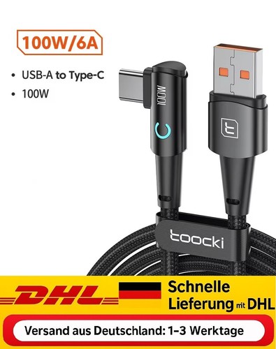 USB A auf USB C  Kurz 50cm,1m,2m USB C Kabel 90 Grad Winkel Schnellladekabel 60W - Bild 8 von 11