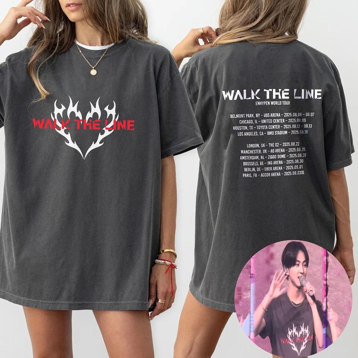 HOT!! Enhypen Walk The Line Tour T-Shirt Kpop Concert Merch