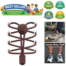 Elastic No Tie Shoelaces for All - Brown Tieless Design with Strong Lock Feature