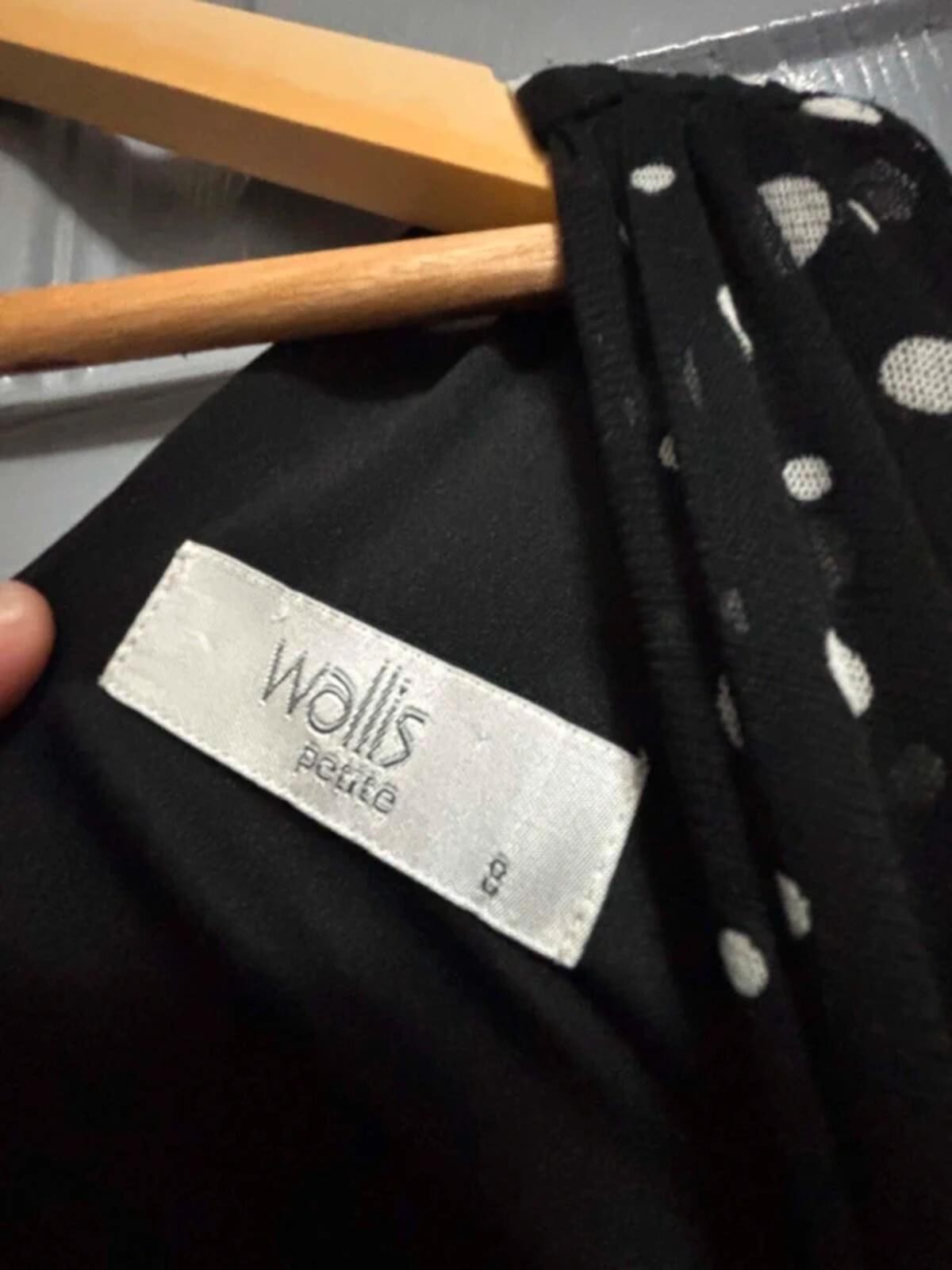 Wallis Petite Black & White Polka Dot Midi Dress Size 8 image 3