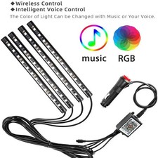 Car LED Interior Lights with Music Sync 72 RGB LEDs, Bluetooth Remote Control