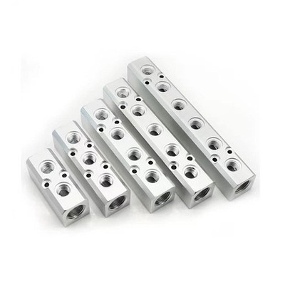 3 Way Pneumatic Manifold Air Distribution Block, G1/2 3 5 Port, Silver 
