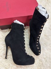 Valentino Garavani Studded ankle Boots Size 36 Black Leather authentic