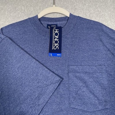 Vintage Honors T-Shirt Mens Large Blue Deadstock NWT Blank Single Stitch 50/50