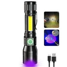 UV Flashlight Black Light, 3-in-1 Magnetic Flashlight Rechargeable, High Lume...