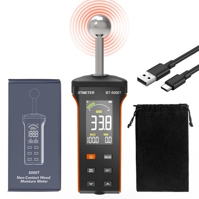 BTMETER Wood Moisture Meter - Pinless Moisture Detector Measur Depth 20-40mm ...