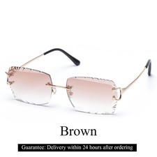 Luxury high quality rimless diamond cut nylon lens UV400 Sunglasses