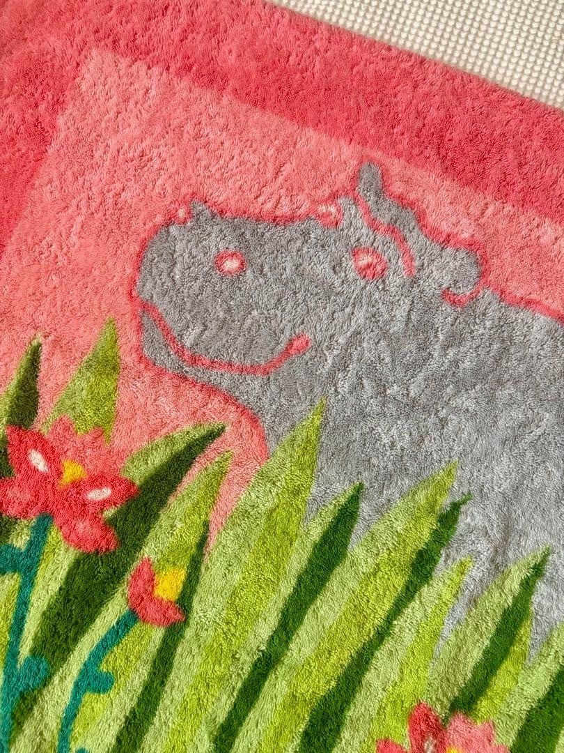 HERMES-PARIS ヒッポデザインバスマット ビーチタオル 美品 HERMES-PARIS Hippo Design Bath Mat Beach Towel 100% Cotton