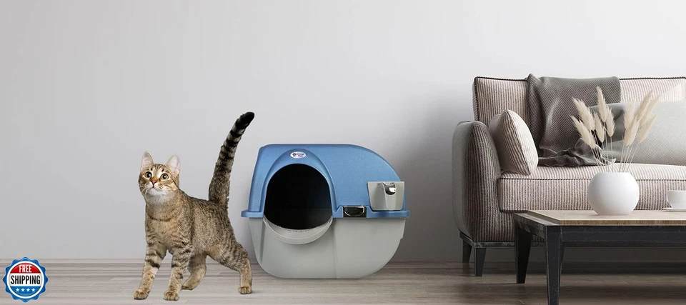 Caja de arena Omega Paw Premium Roll 'n Clean grande, gato, azul peral (PR-RA20-1) Foto 4 de 4
