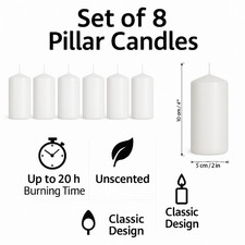 Pack of 8 Pillar Candles 11 colours to choose from Best Value Free Shipping