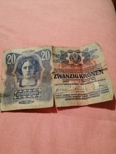 Austrian Hungary 1913 Banknote 20 Kronen. Very Well Used