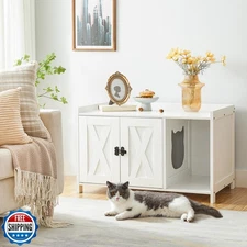 MAHANCRIS Cat Litter Box Enclosure, Hidden Litter Box Furniture w