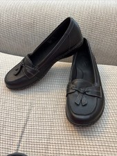 Clarks Womens Ashland Bubble Black Leather Slip On Loafer Size: 8 EUC