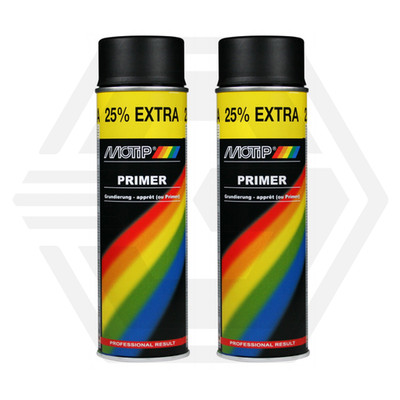 2 x MOTIP BLACK PRIMER FILLER 500ML FOR AUTOMOTIVE CAR BODIES SPRAY PAINT NEW