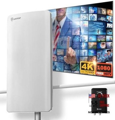 Outdoor TV Antenna Long Range - ANTOP AT-800SBS HD Smart Panel Antenna with