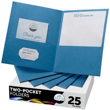 Two-Pocket Folders Light Blue 25-Pack Textured Paper Letter Size EZ-32520