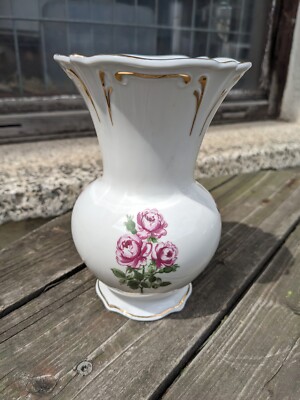 Kahla Blumenvase Goldrand 15 x 10 cm - DDR Porzellan