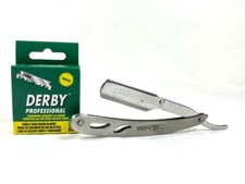 100 BLADES DERBY + CLASSIC STAINLESS STEEL STRAIGHT EDGE BARBER RAZOR SHAVING SA