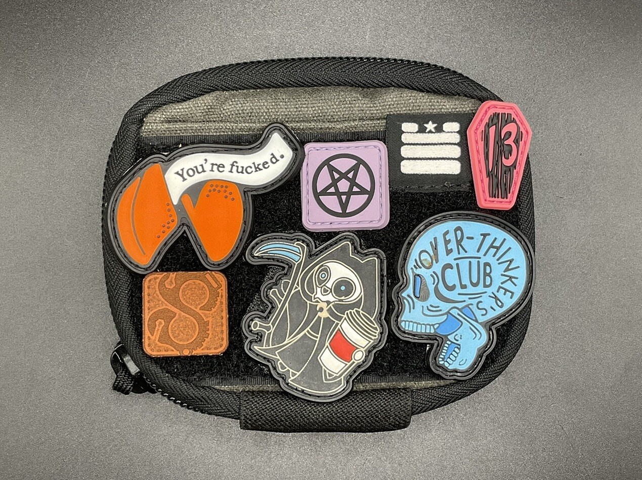 Garage Built Gear GBG Mighty Pouch Gray Wax Canvas W Patches