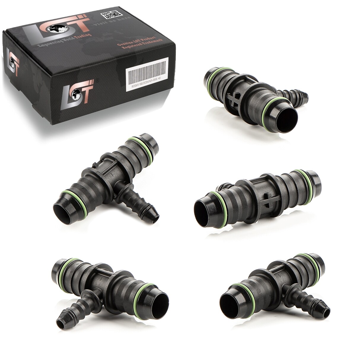 5x Fuel Line T-Piece Hose Connector Reducer Ø 6 mm - Ø 14 mm