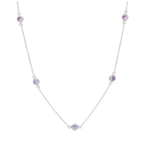 Sterling Silver Multi Alexandrite CZ Rub Over Necklace 16+2 Inches - Afbeelding 1 van 2
