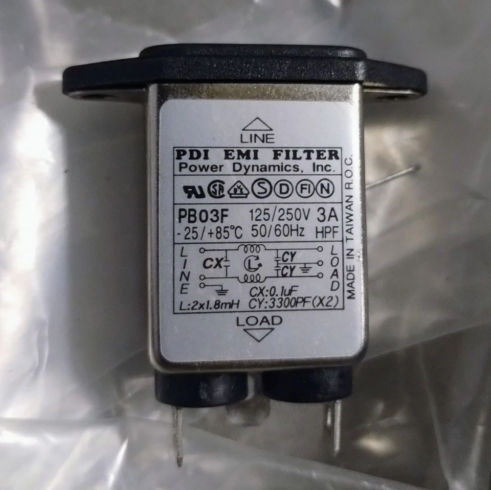 EMI Filter RFI (Qty. of 10) Power Dynamics PDI PB03F - 125/250V - 3 Amp 50/60 Hz - Image 2 of 2