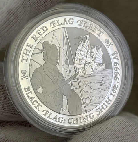 2021 Tuvalu Black Flag The Red Flag Fleet 1 oz  Silver Coin BU