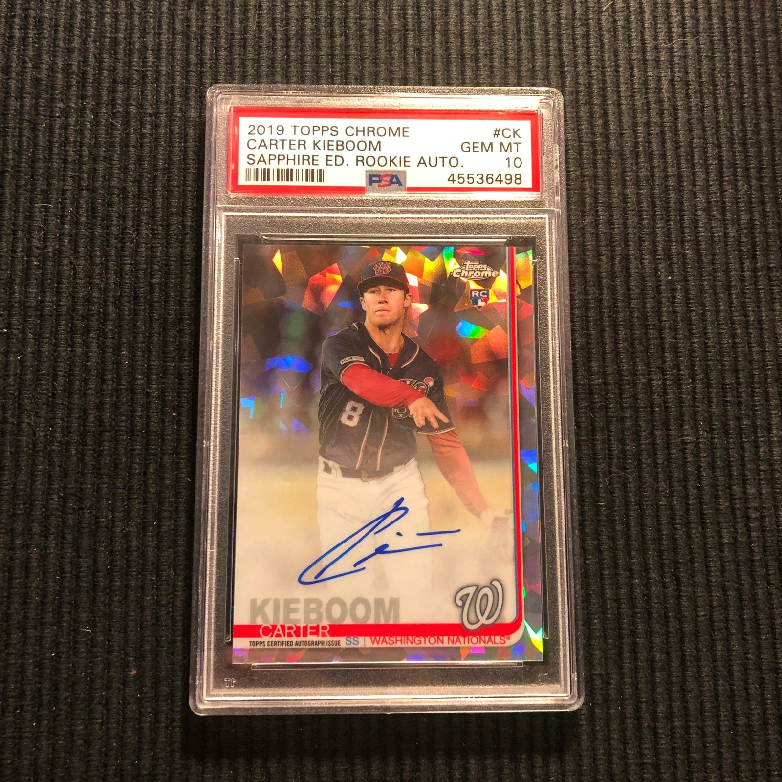 2019 TOPPS CHROME SAPPHIRE CARTER KIEBOOM *ROOKIE AUTO PSA 10 GEM MINT* NATIONAL