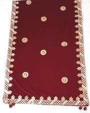 Indian Bridal Velvet Maroon Gotta Patti Dupatta Gold Lace Work Party Wear Scarf