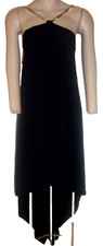 Express Dress Black Hi Lo Gold Metal  Spaghetti Straps Size XS