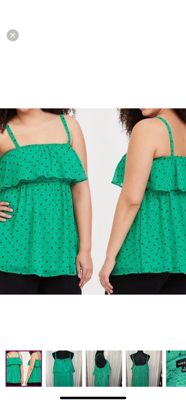 Torrid green and black polkadotStrap Blouse