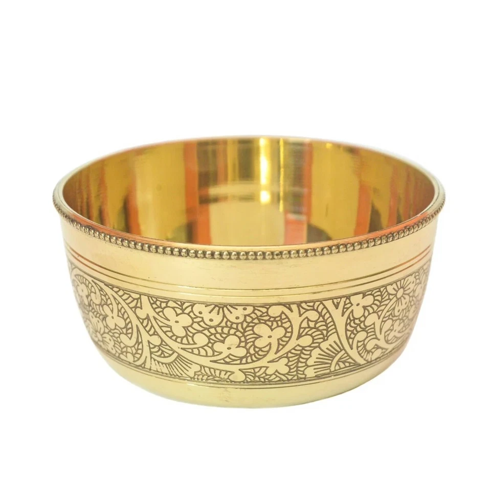Indian Brass Floral Bowl | Katori - 150 ml - Image 2 of 4