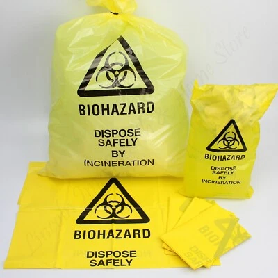 BLUE DOT BY CREST MEDICAL Yellow Clinical Waste Bags. Bio Hazard Disposal Incineration Sacks. Various.