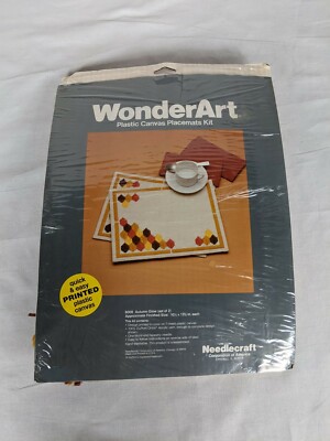 WonderArt Plastic Canvas Placemats Kit Craft Yarn Cottagecore Grannycore Autumn