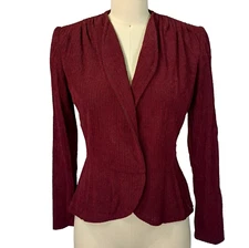 Vintage 70s Young Edwardian Jacket Size S M Victorian Burgundy Prairie Topper