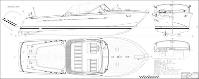 RIVA AQUARAMA, Motorjacht. Modellbauplan RC M 1:6