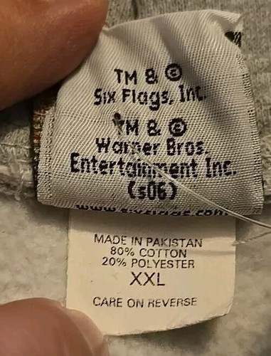 SIX FLAGS New England Adult Hoodie Sweatshirt 45th Anniversary Bugs Bunny 2XL LS - Picture 9 of 15