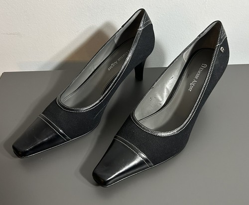 Etienne Aigner schwarze Damenschuhe Leder Stoff 9,5 M High-Heels Pumps E-Omni - Bild 5 von 10