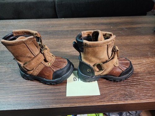 Polo sport Ralph Lauren leather brown youth boots size 4 - Picture 2 of 5