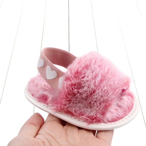 0-18M Baby Girls Warm Fuzzy Slipper Toddler Prewalker Shoes Plush Sandals UK - Picture 9 of 17