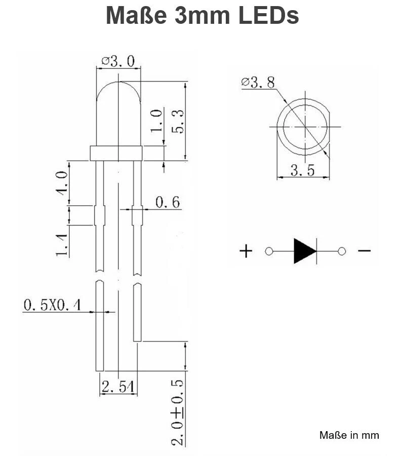 LED 3mm 5mm Sortiment 200 / 500 Stück blau gelb grün rot weiß Set LEDs farbig - Bild 4 von 4