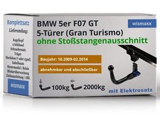 ANHÄNGERKUPPLUNG ve. abnehmbar für BMW 5er F07 Gran Turismo 09-14 +7polig E-Satz